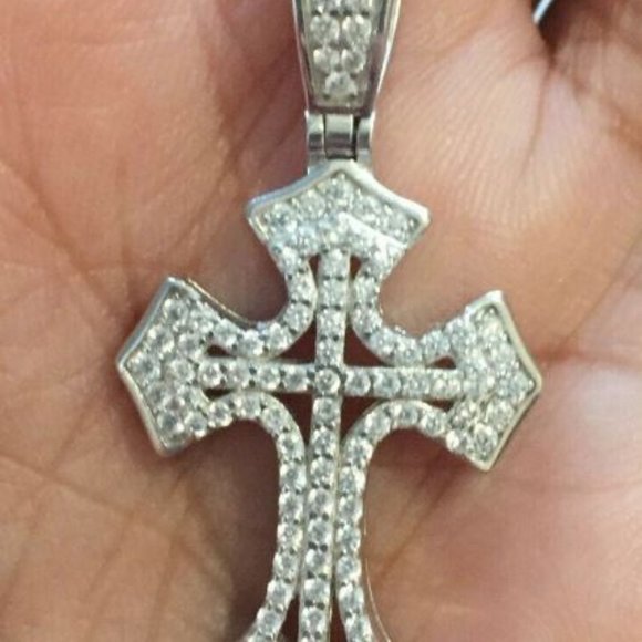 JESUS Silver 925 Pendant Cross CZ Gift New - Picture 2 of 4